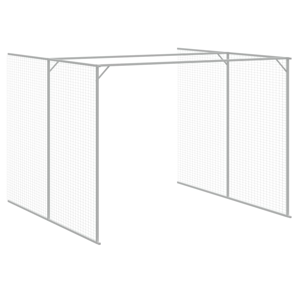 Casota cães c/ parque 214x661x181 cm aço galvaniz. cinza-claro