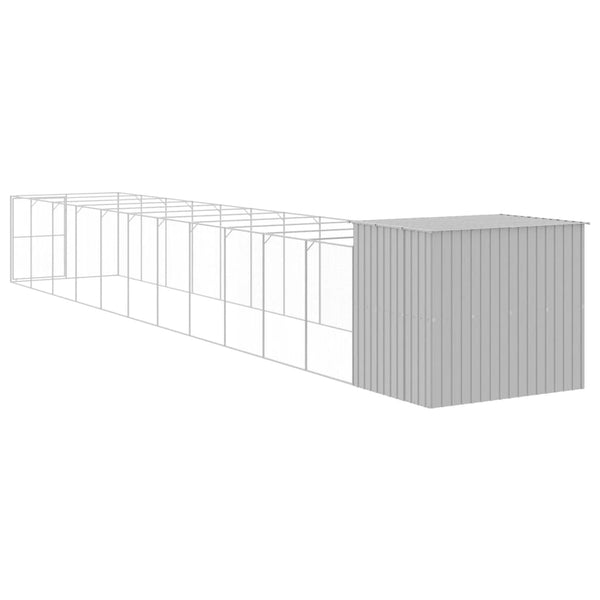 Casota cães c/ parque 214x1273x181 cm aço galvaniz. cinza-claro