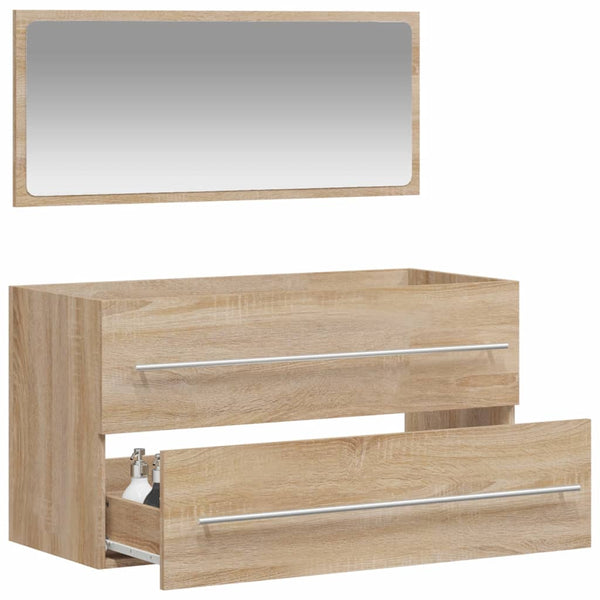 Sonoma processed wood bathroom cabinet with mirror