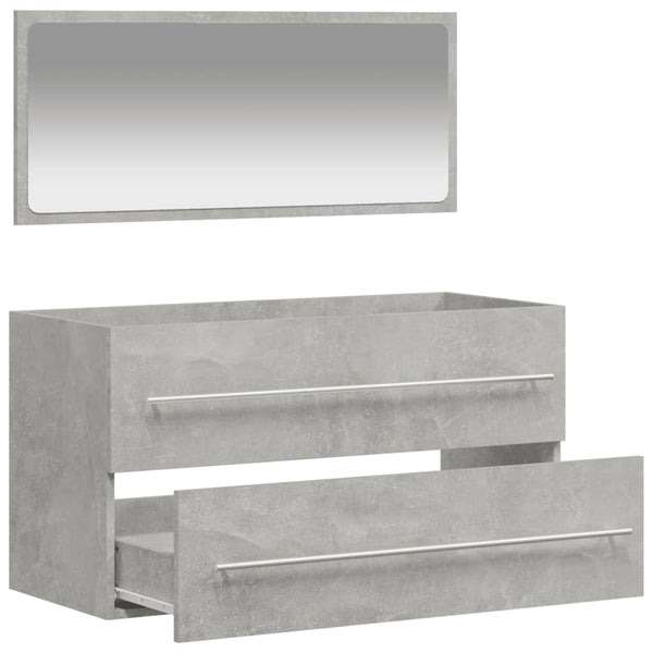 Mueble de baño con espejo fabricado en madera. gris cemento
