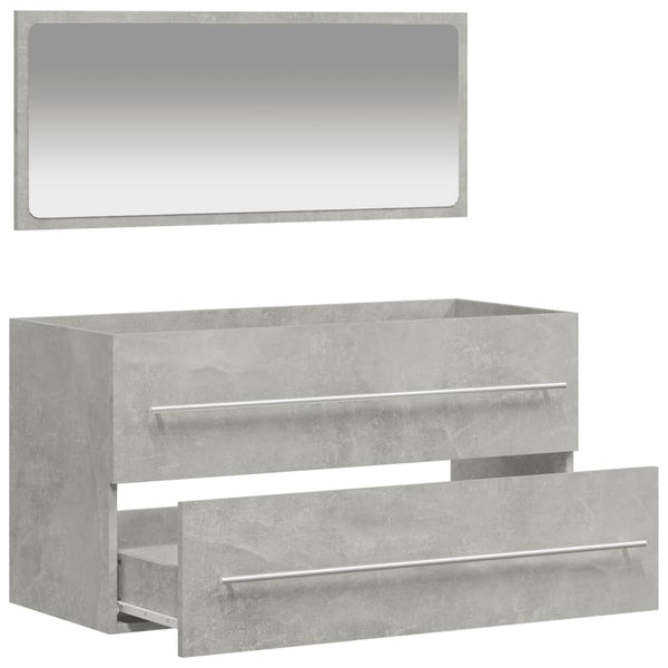 Bathroom cabinet with mirror made of wood. cement gray