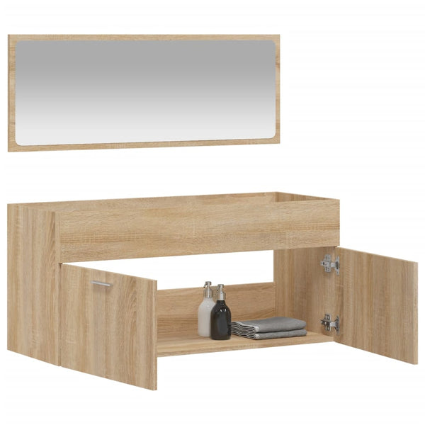 Sonoma processed wood bathroom cabinet with mirror