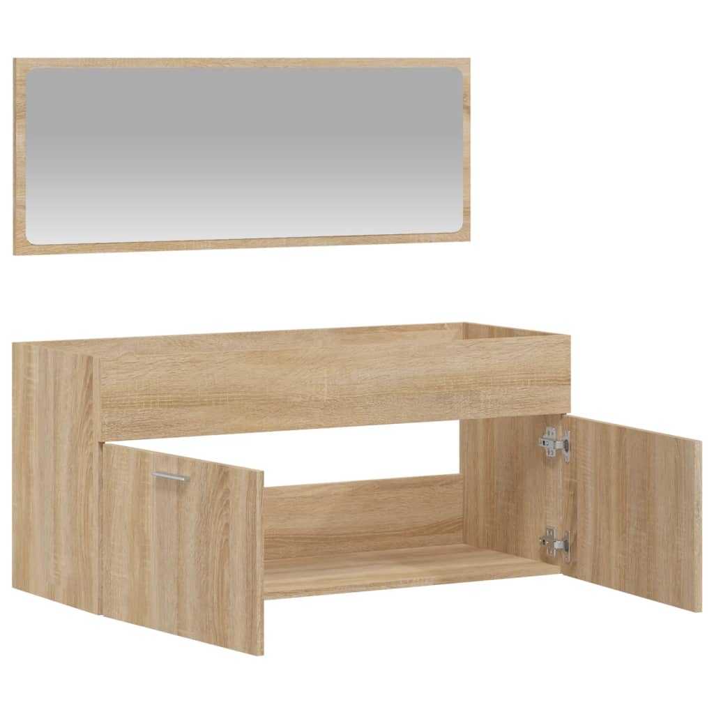 Mueble de baño de madera procesada Sonoma con espejo