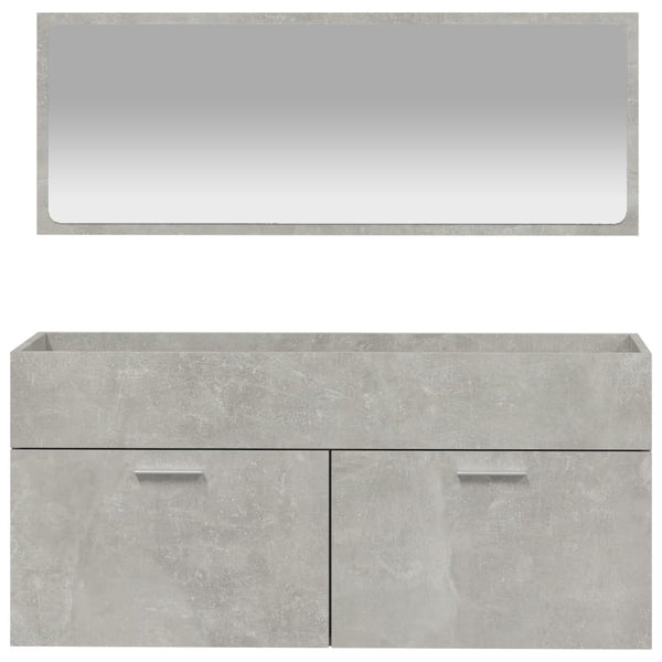 Mueble de baño con espejo fabricado en madera. gris cemento