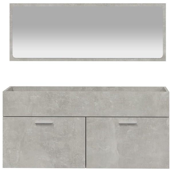 Bathroom cabinet with mirror made of wood. cement gray