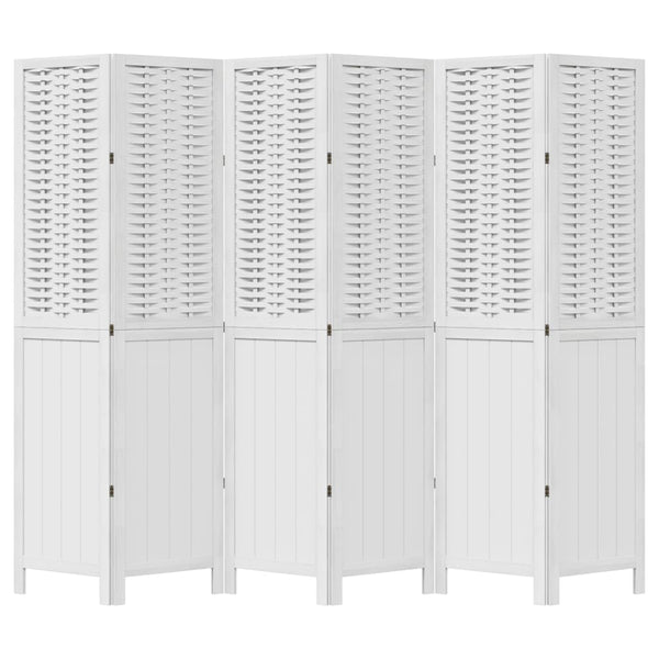 Biombo com 6 painéis madeira de paulownia maciça branco