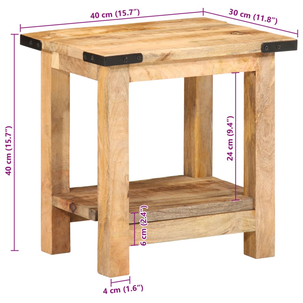 Mesa de apoio 40x30x40 cm madeira de mangueira áspera maciça