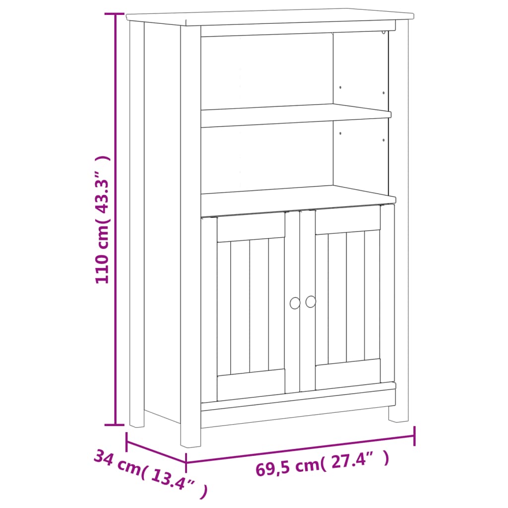 Móvel de casa de banho BERG 69,5x34x110 cm pinho maciço branco