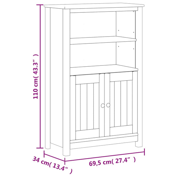 Móvel de casa de banho BERG 69,5x34x110 cm pinho maciço branco