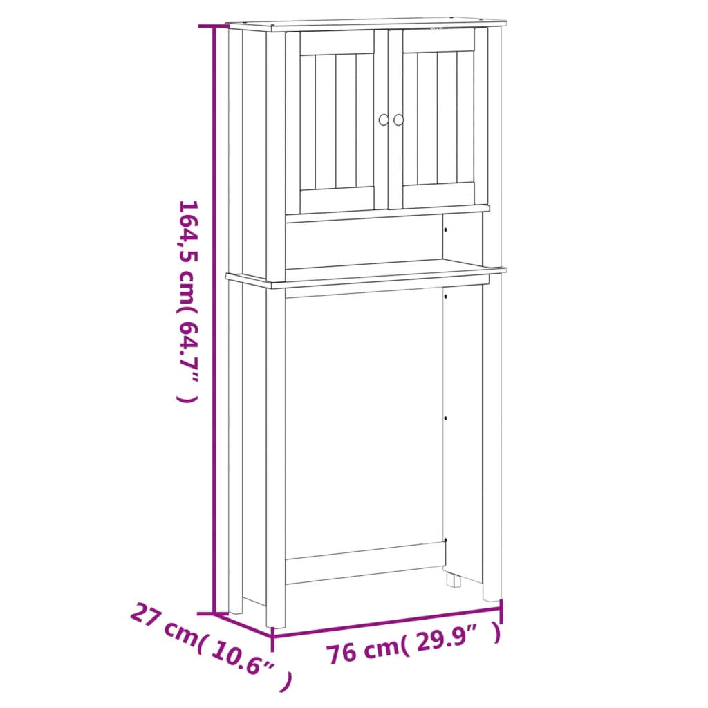 Móvel p/ máquina lavar BERG 76x27x164,5cm madeira maciça branco