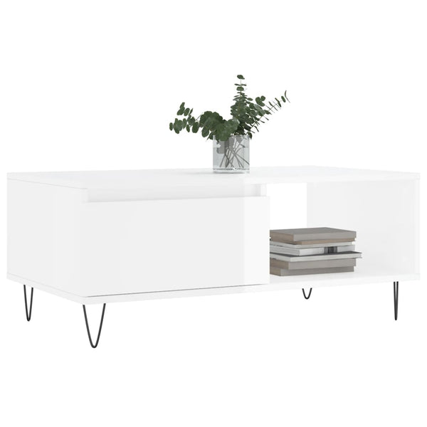 Mesa de centro 90x50x36,5 cm derivados madeira branco brilhante