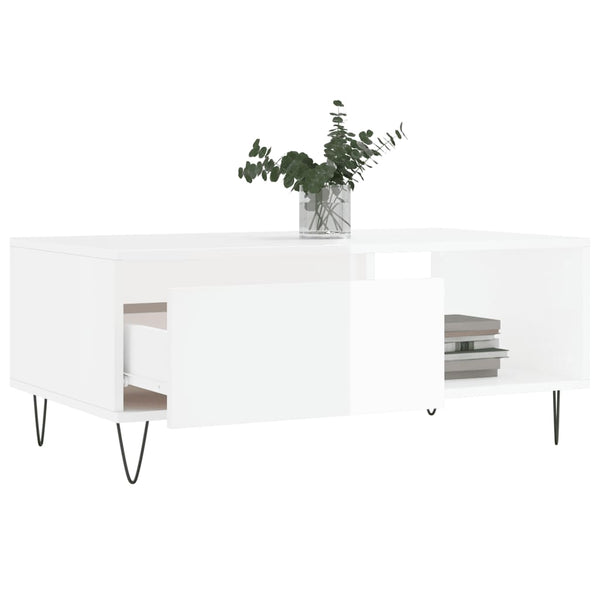 Mesa de centro 90x50x36,5 cm derivados madeira branco brilhante