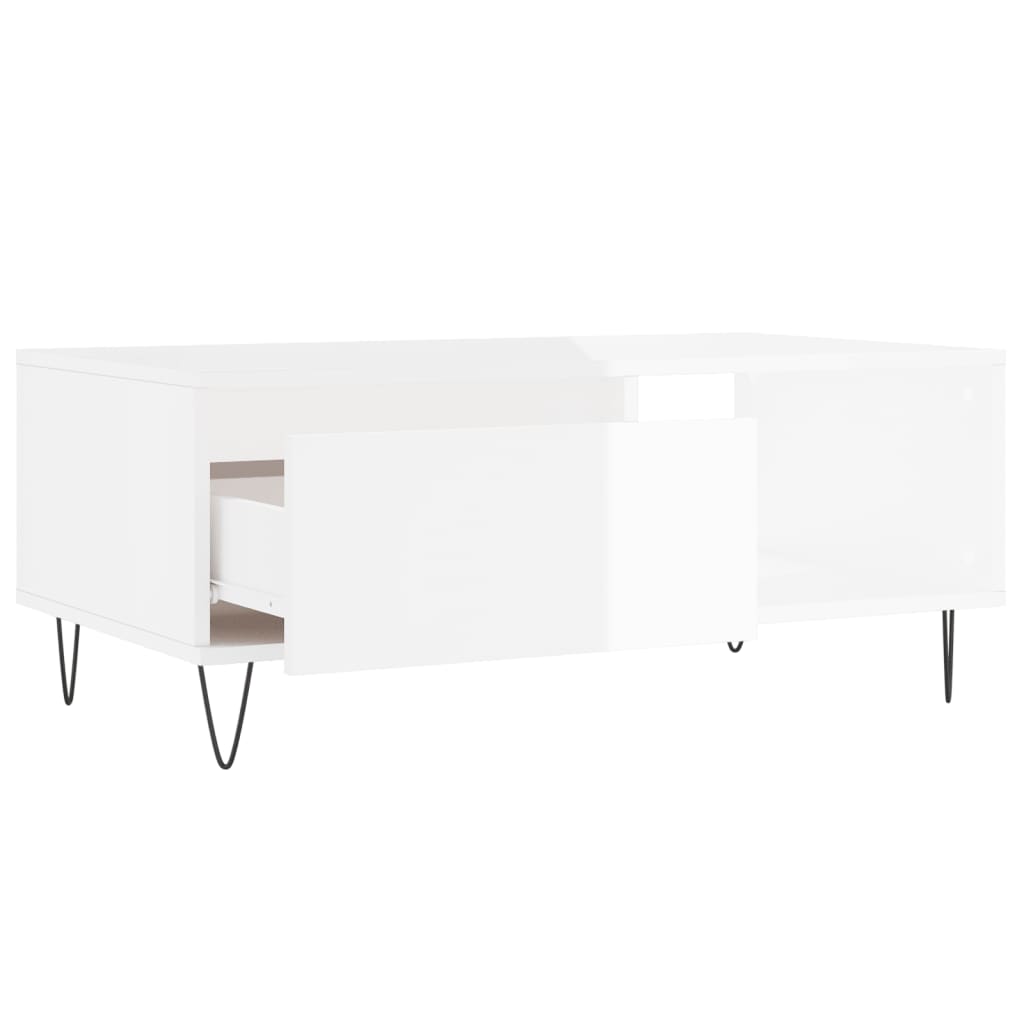 Mesa de centro 90x50x36,5 cm derivados madeira branco brilhante