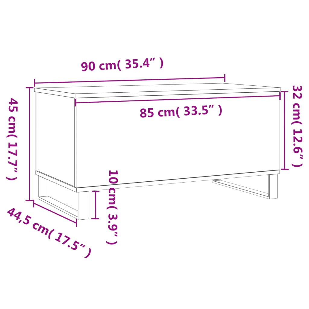 Mesa de centro 90x44,5x45 derivados de madeira cinzento cimento