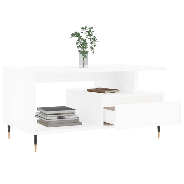 Coffee table 90x49x45 cm white wood