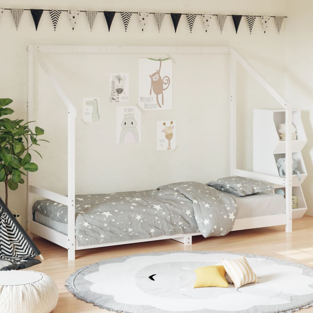 Estructura de cama infantil 80x200 cm pino macizo blanco