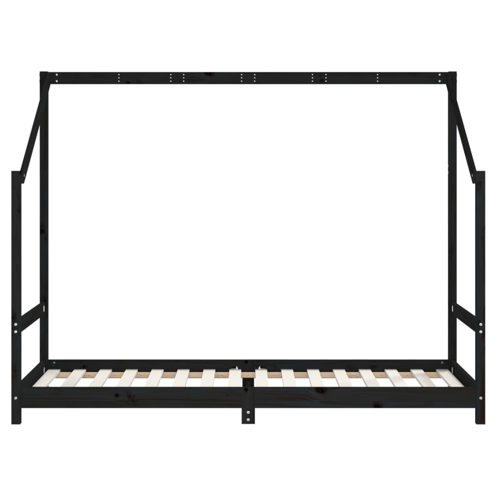 Estructura de cama infantil de pino macizo negro 80x200 cm