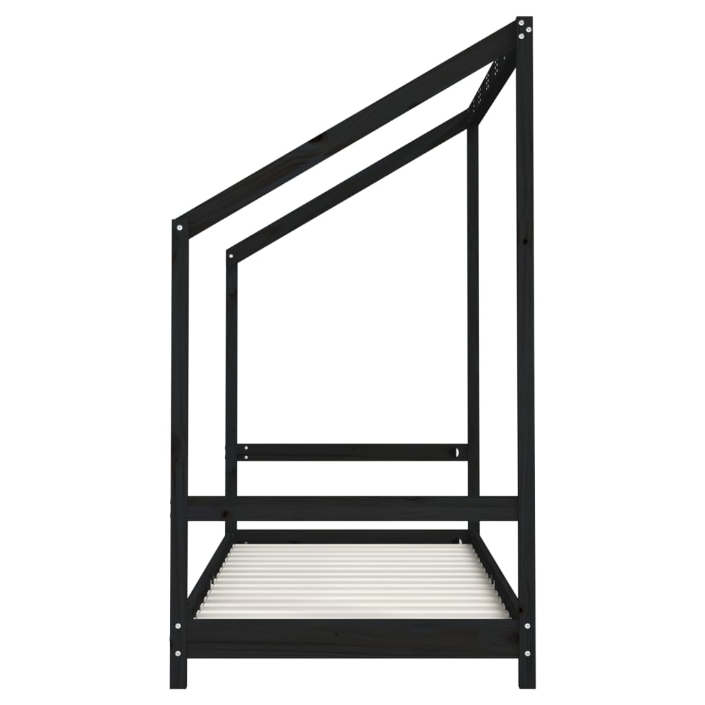 Estructura de cama infantil de pino macizo negro 80x200 cm