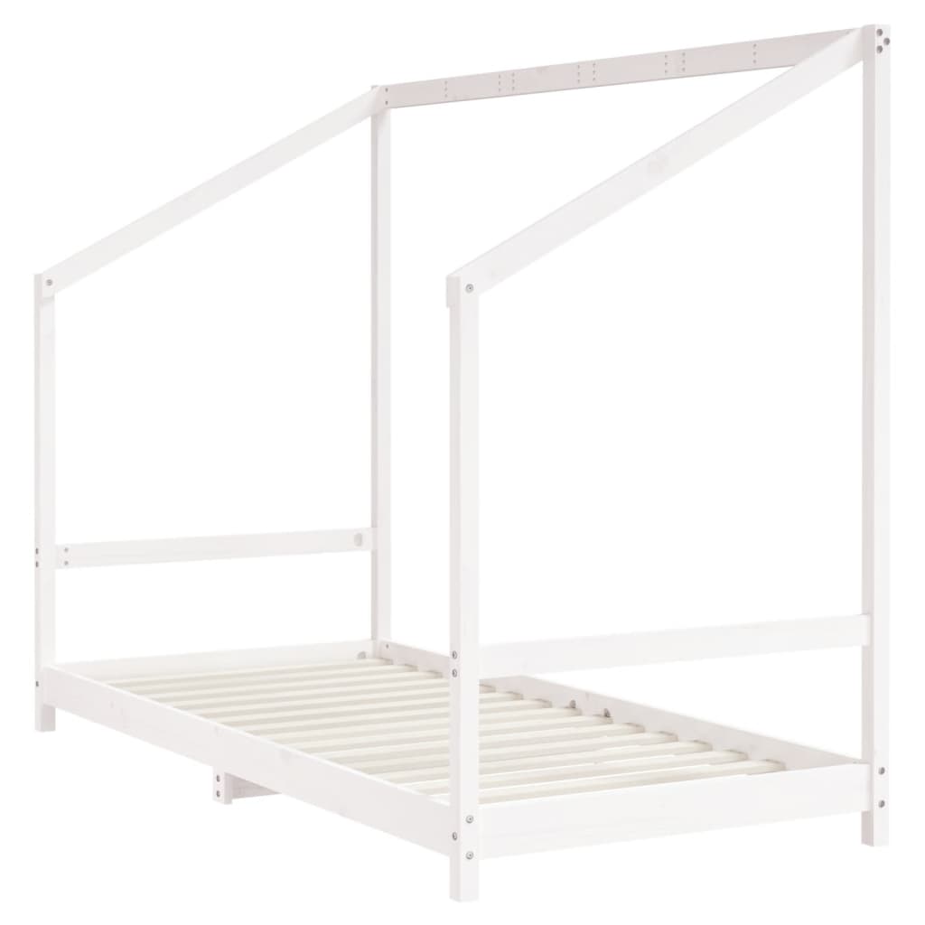 Estructura de cama infantil 90x200 cm pino macizo blanco