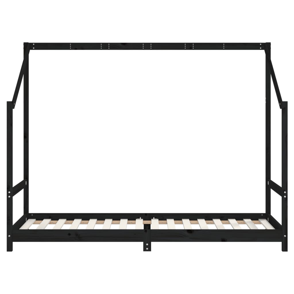 Estructura de cama infantil 90x200 cm pino macizo negro