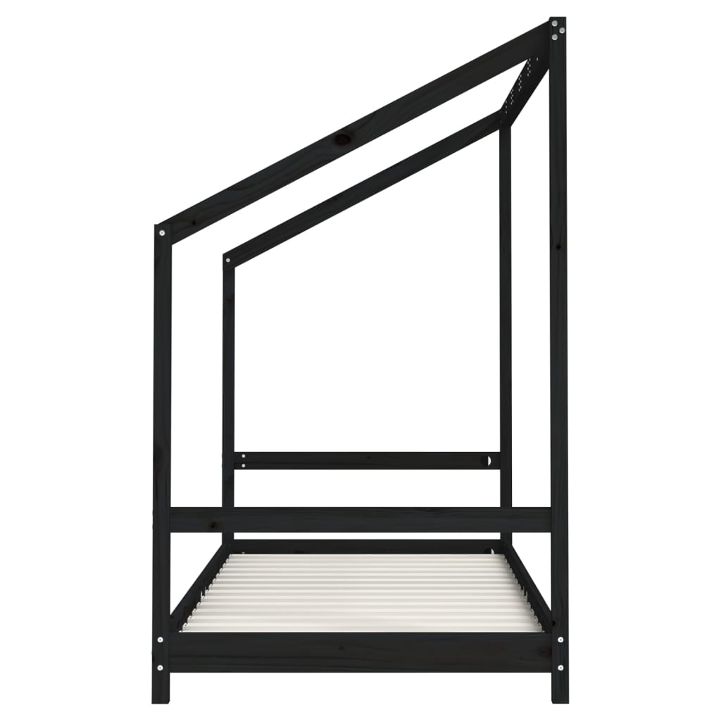 Estructura de cama infantil 90x200 cm pino macizo negro