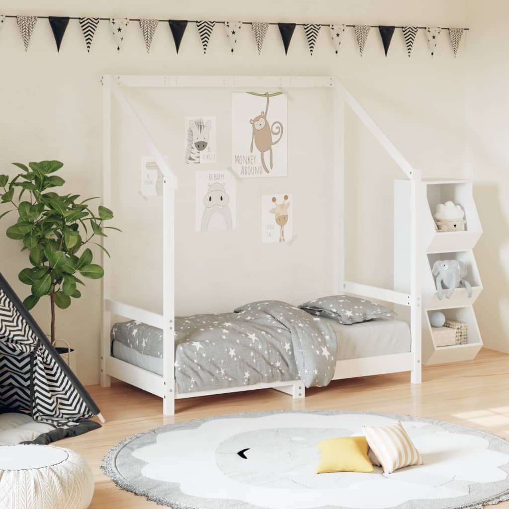 Estructura de cama infantil 70x140 cm pino macizo blanco