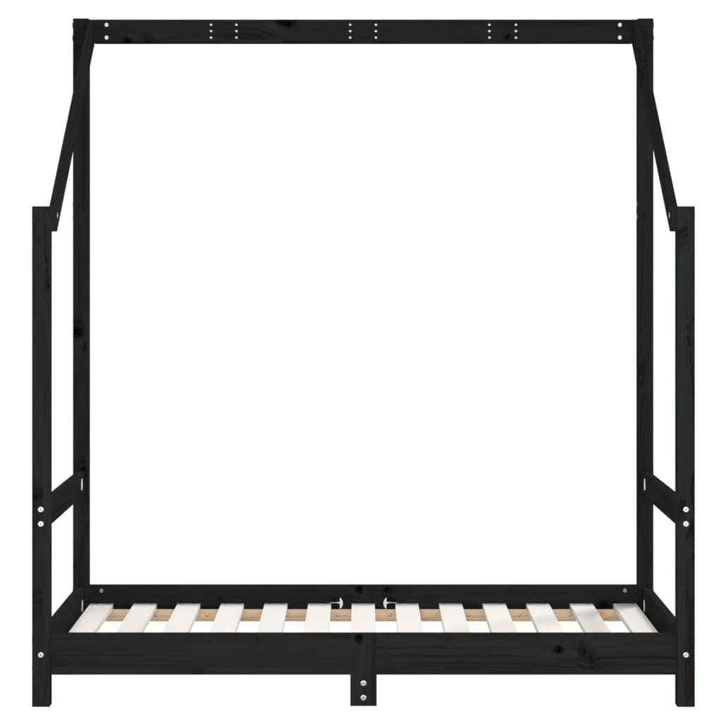 Estructura de cama infantil 70x140 cm pino macizo negro