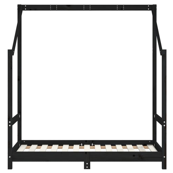 Estructura de cama infantil 70x140 cm pino macizo negro