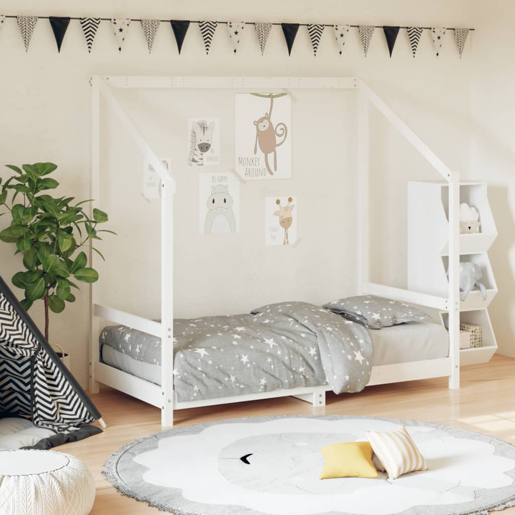 Estructura de cama infantil 80x160 cm pino macizo blanco