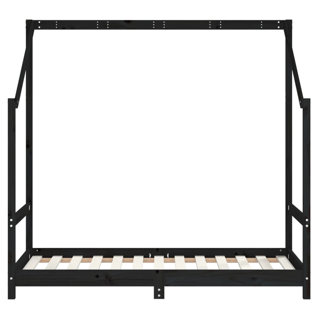 Estructura de cama infantil de pino macizo negro 80x160 cm