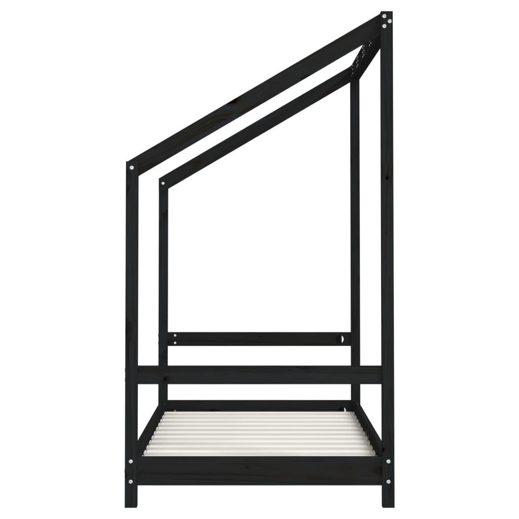 Estructura de cama infantil de pino macizo negro 80x160 cm