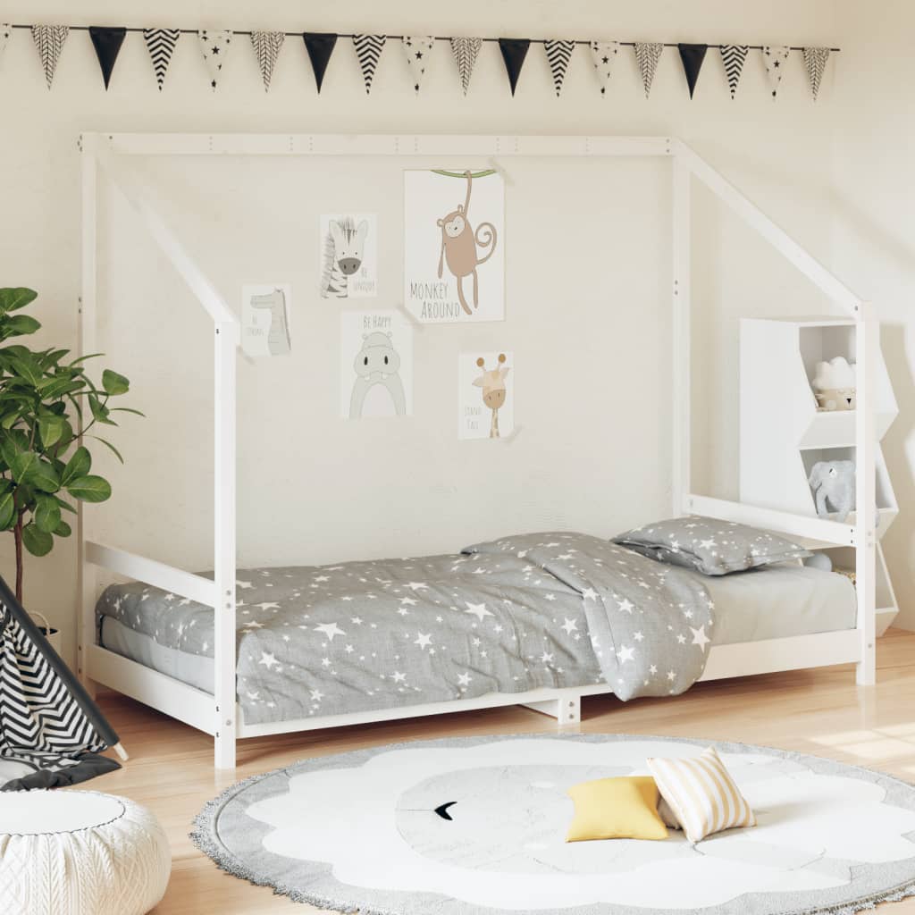 Estructura de cama infantil 90x190 cm pino macizo blanco