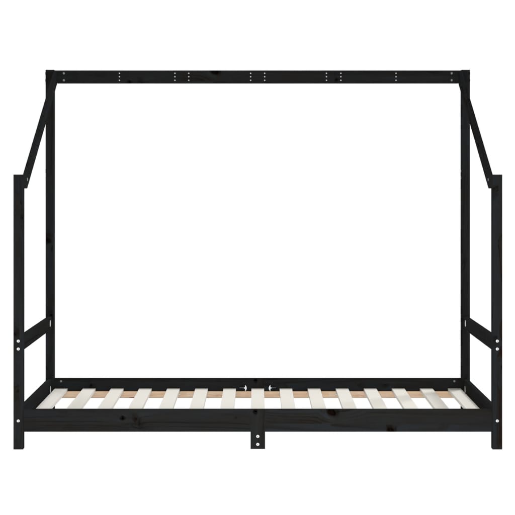Children's bed frame 90x190 cm black solid pine