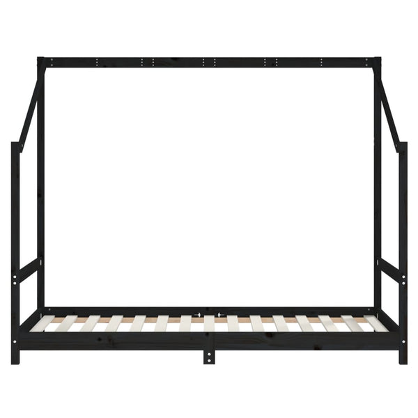 Estructura de cama infantil 90x190 cm pino macizo negro