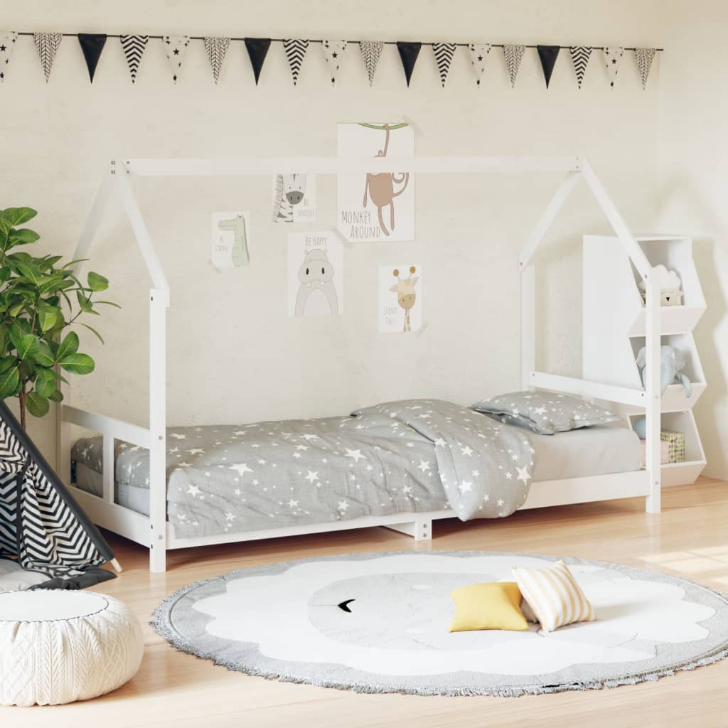 Estrutura de cama infantil 80x200 cm pinho maciço branco