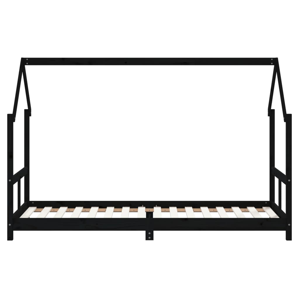 Estrutura de cama infantil 80x200 cm pinho maciço preto