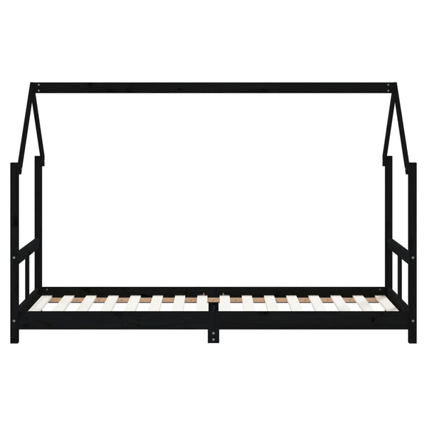 Estructura de cama infantil de pino macizo negro 80x200 cm