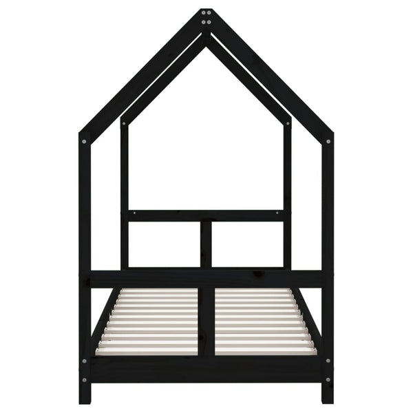 Estructura de cama infantil de pino macizo negro 80x200 cm