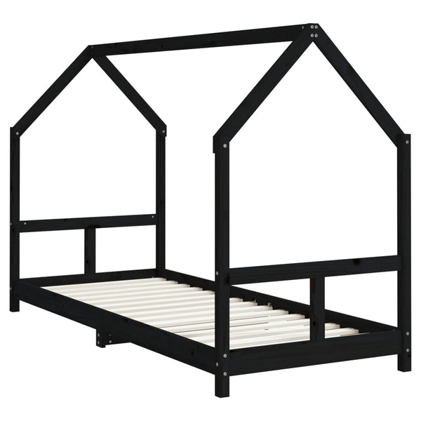 Estrutura de cama infantil 80x200 cm pinho maciço preto