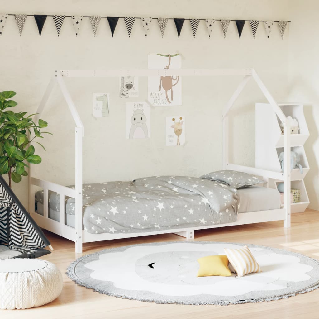 Children's bed frame 90x200 cm solid pine white