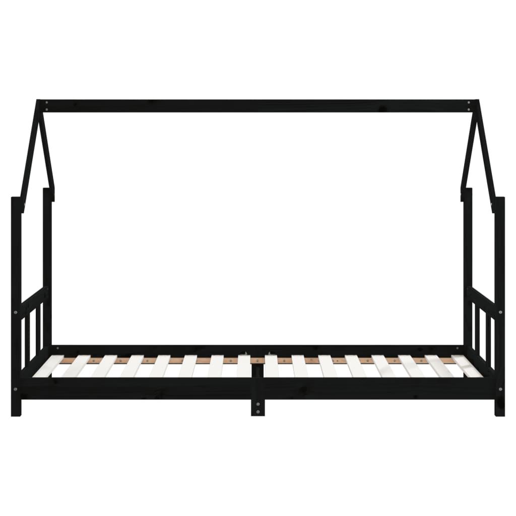 Estrutura de cama infantil 90x200 cm pinho maciço preto