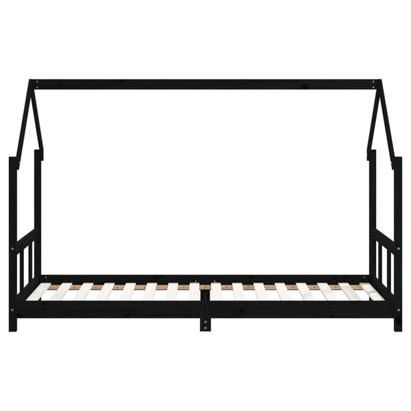 Children's bed frame 90x200 cm black solid pine