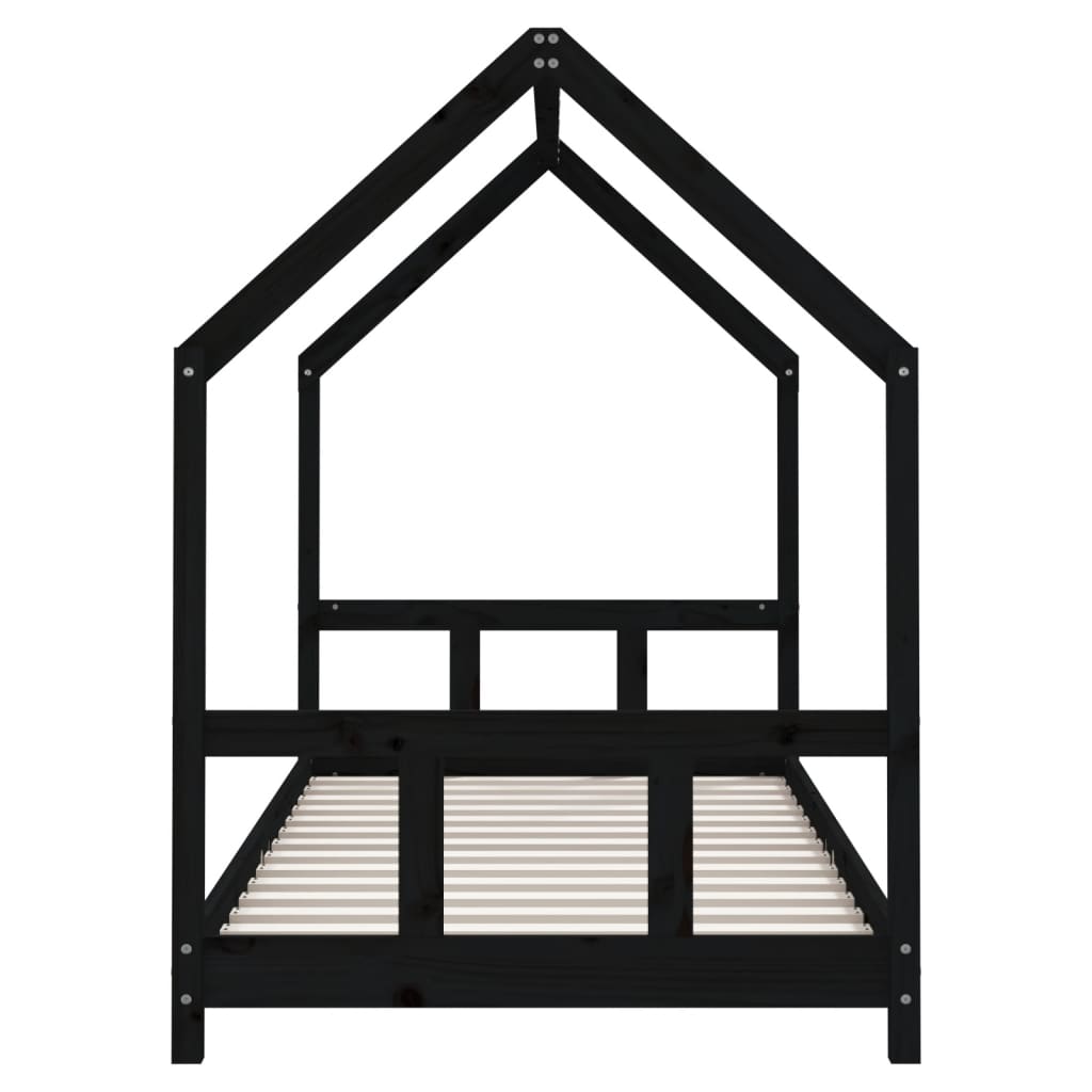 Estructura de cama infantil 90x200 cm pino macizo negro