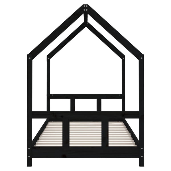 Estructura de cama infantil 90x200 cm pino macizo negro