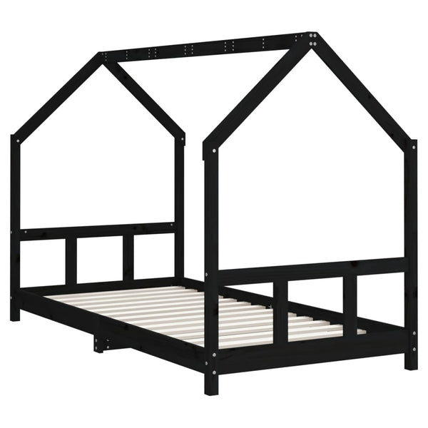 Estructura de cama infantil 90x200 cm pino macizo negro