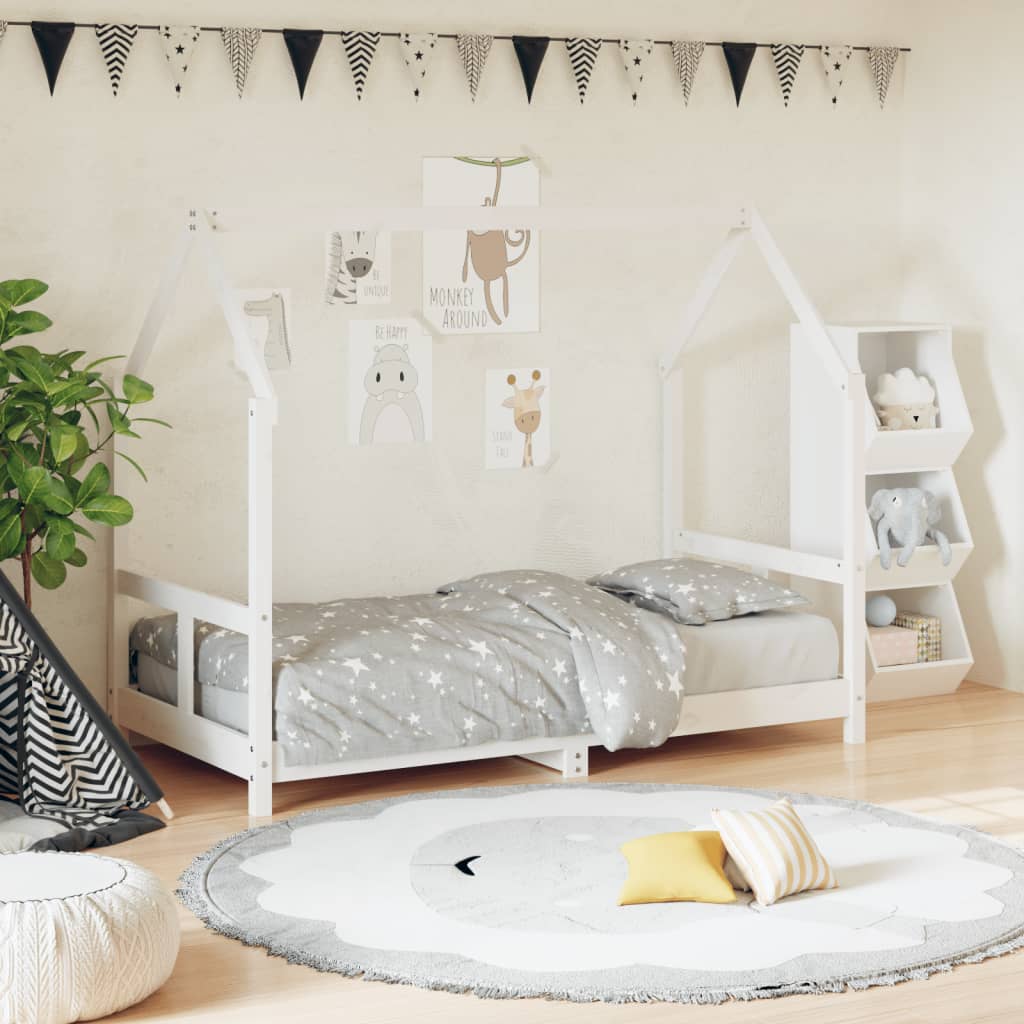 Estructura de cama infantil 80x160 cm pino macizo blanco