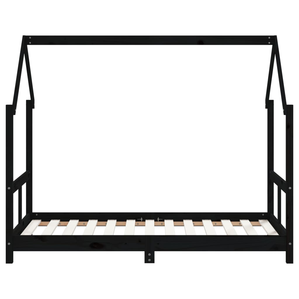 Estructura de cama infantil de pino macizo negro 80x160 cm