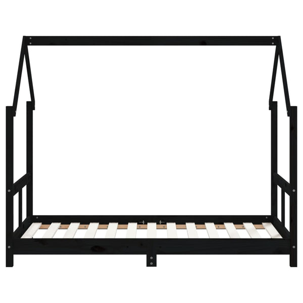 Children's bed frame 80x160 cm black solid pine