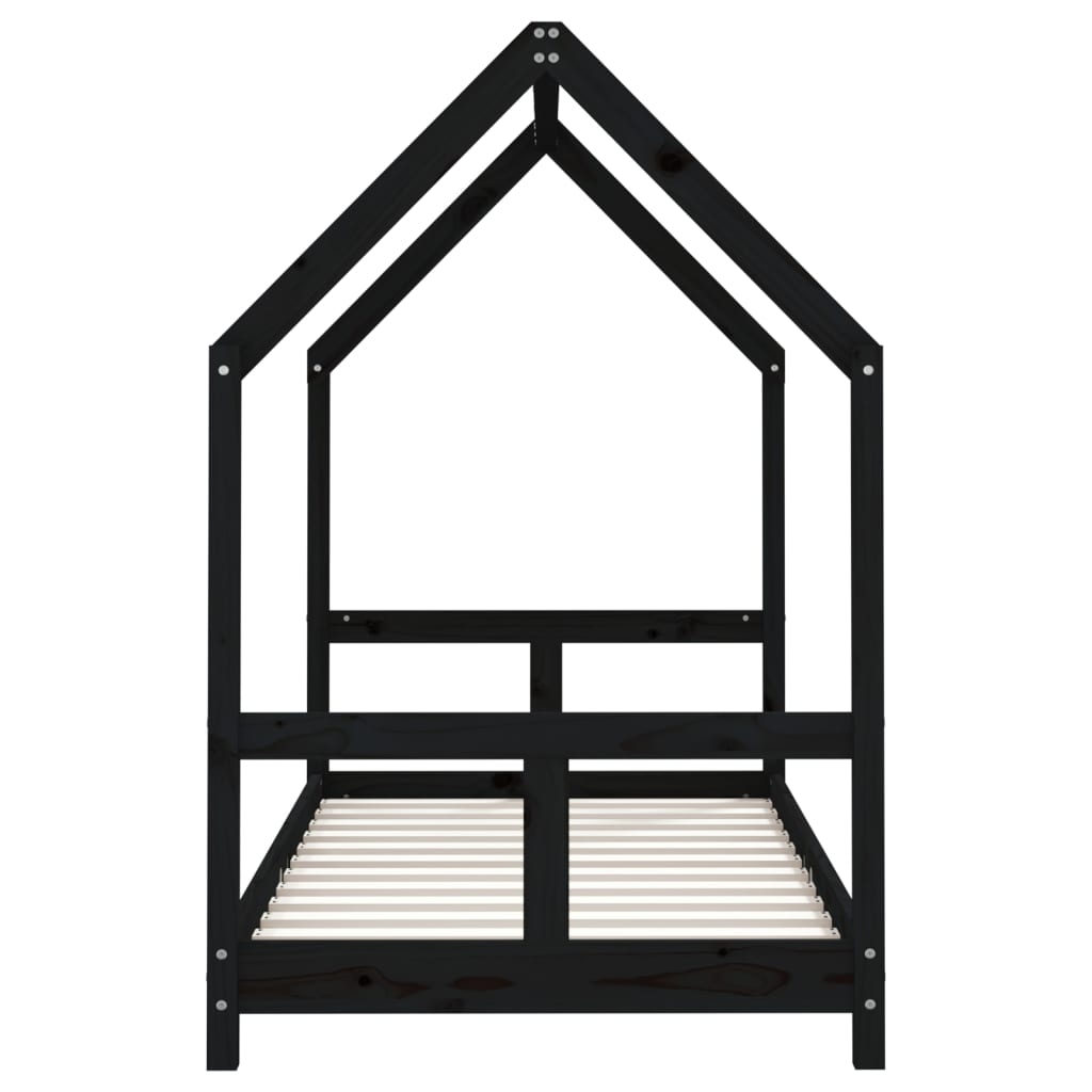 Estructura de cama infantil de pino macizo negro 80x160 cm