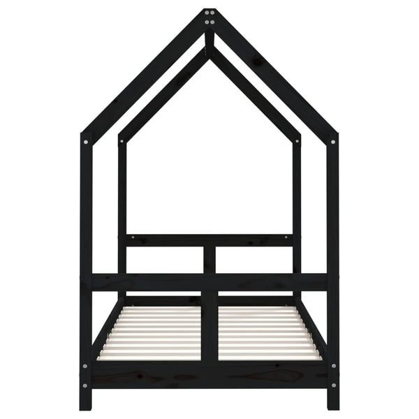 Estructura de cama infantil de pino macizo negro 80x160 cm